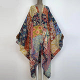 Sheer Kimono Kaftan Boho Patchwork Print Cover Up