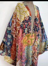 Sheer Kimono Kaftan Boho Patchwork Print Cover Up