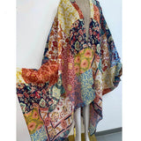Sheer Kimono Kaftan Boho Patchwork Print Cover Up