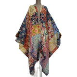 Sheer Kimono Kaftan Boho Patchwork Print Cover Up