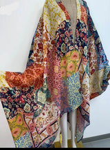 Sheer Kimono Kaftan Boho Patchwork Print Cover Up