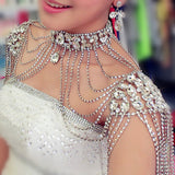Handmade Crystal Bridal Shoulder Necklace.