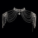 Handmade Crystal Bridal Shoulder Necklace.