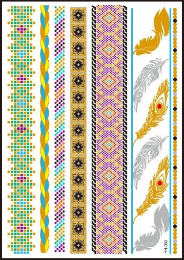 Colourful Metallic Friendship Bands Waterproof Temporary Tattoos