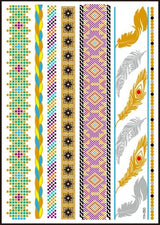 Colourful Metallic Friendship Bands Waterproof Temporary Tattoos