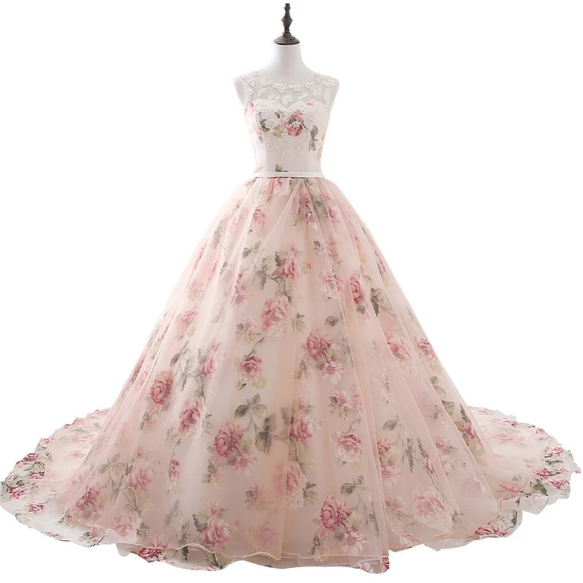 Spring Bloom Dress With Lace Appliqué Ball Gown Wedding Dress Formal