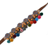 Gypsy Boho Charm Belt With Colourful Pom Poms