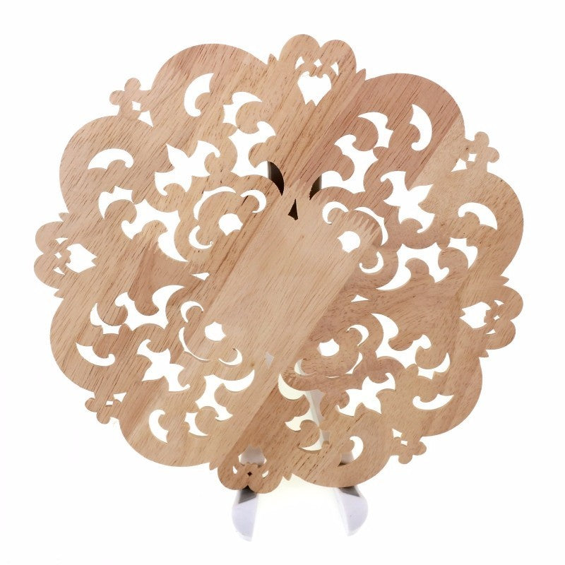 Round Wooden Carved Flower Furniture Decorative Embellishment