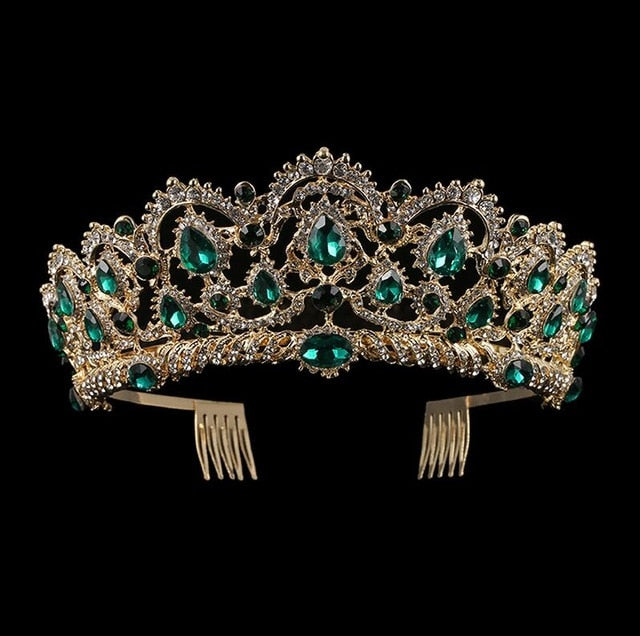 European Drop Crystal Crowns With Comb.