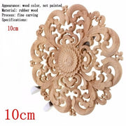 Round Wooden Carved Flower Furniture Decorative Embellishment