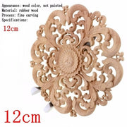 Round Wooden Carved Flower Furniture Decorative Embellishment