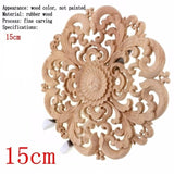Round Wooden Carved Flower Furniture Decorative Embellishment