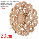 Round Wooden Carved Flower Furniture Decorative Embellishment