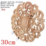 Round Wooden Carved Flower Furniture Decorative Embellishment