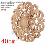 Round Wooden Carved Flower Furniture Decorative Embellishment
