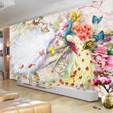 Peacock Courtship Wall Murals Wallpaper