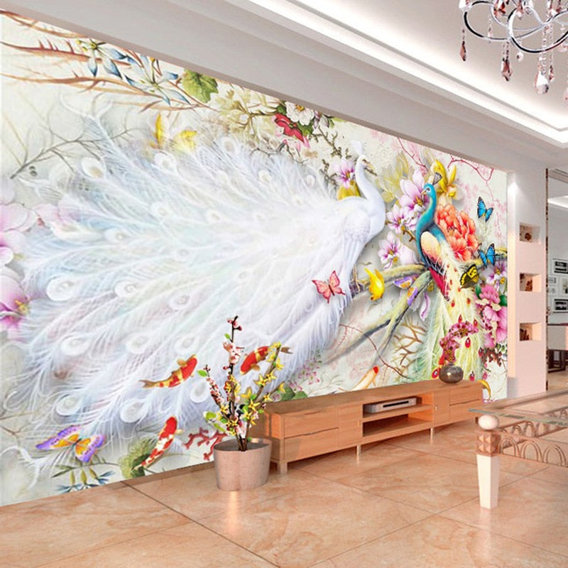 Peacock Courtship Wall Murals Wallpaper