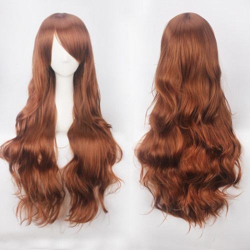 Extra Long Wavy Wig with Full Bangs Heat Resistant