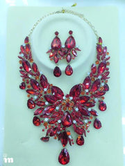 Iridescent Crystal Raindrops Statement Necklace and Earring Set