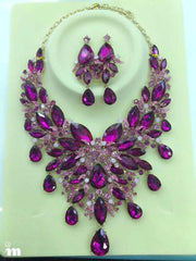 Iridescent Crystal Raindrops Statement Necklace and Earring Set