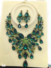 Iridescent Crystal Raindrops Statement Necklace and Earring Set
