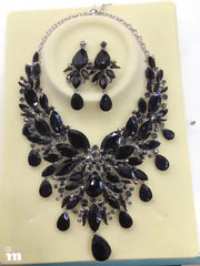 Iridescent Crystal Raindrops Statement Necklace and Earring Set