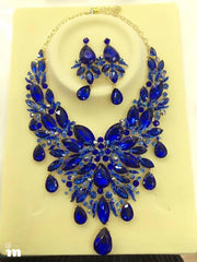 Iridescent Crystal Raindrops Statement Necklace and Earring Set