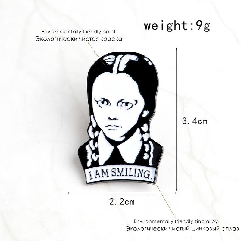 Wednesday Addams 'I am smiling' Enamel Pin