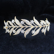 Silver Crystal Leaf Vine Crown Forehead Jewellery.