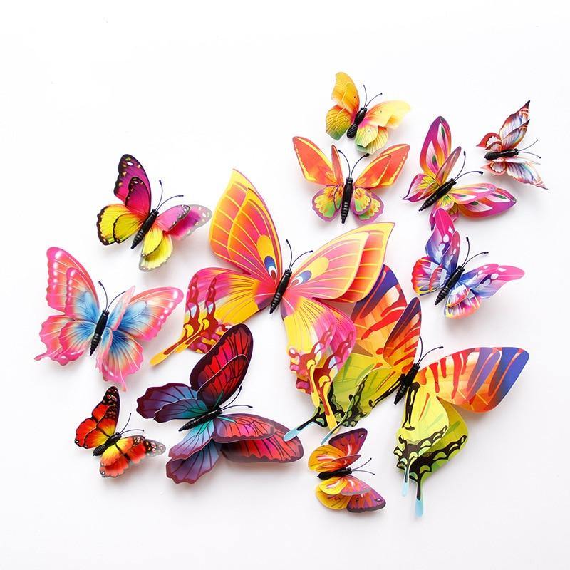 12 Double Layer Butterfly Wall Sticker Magnets - Woodland Gatherer