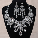 Water Drop Indian Crystal Bridal Jewellery Necklace & Earrings Set
