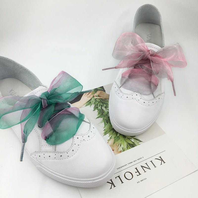 4 cm Wide Chiffon Organza Gradient Colours Shoelaces