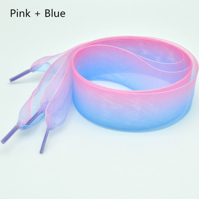 4 cm Wide Chiffon Organza Gradient Colours Shoelaces