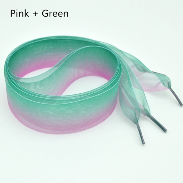 4 cm Wide Chiffon Organza Gradient Colours Shoelaces