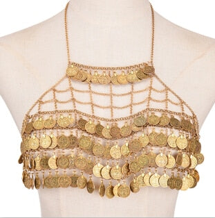 Bohemian Silver Coin Crop Top