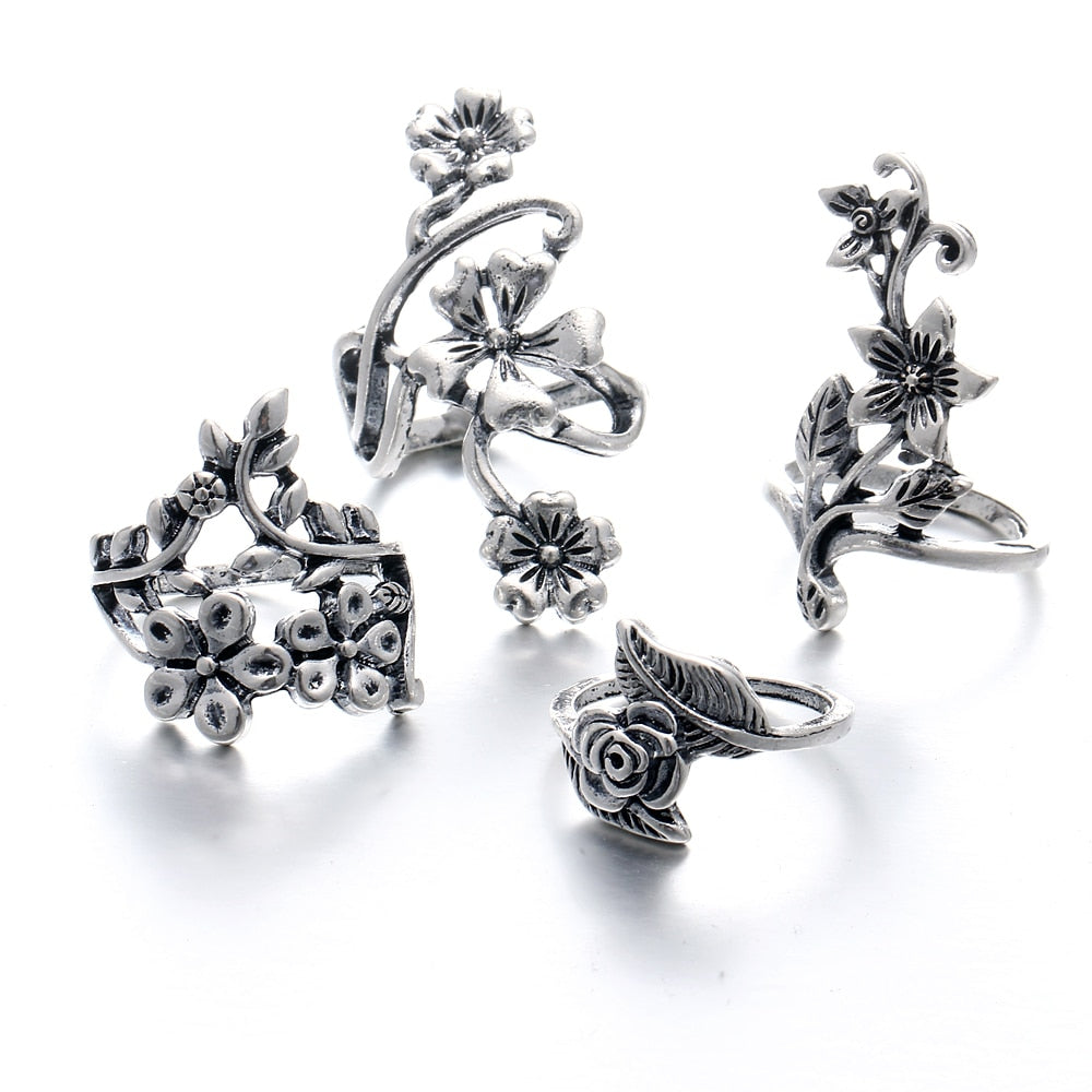 Woodland Garden Flowers Four Rings Set