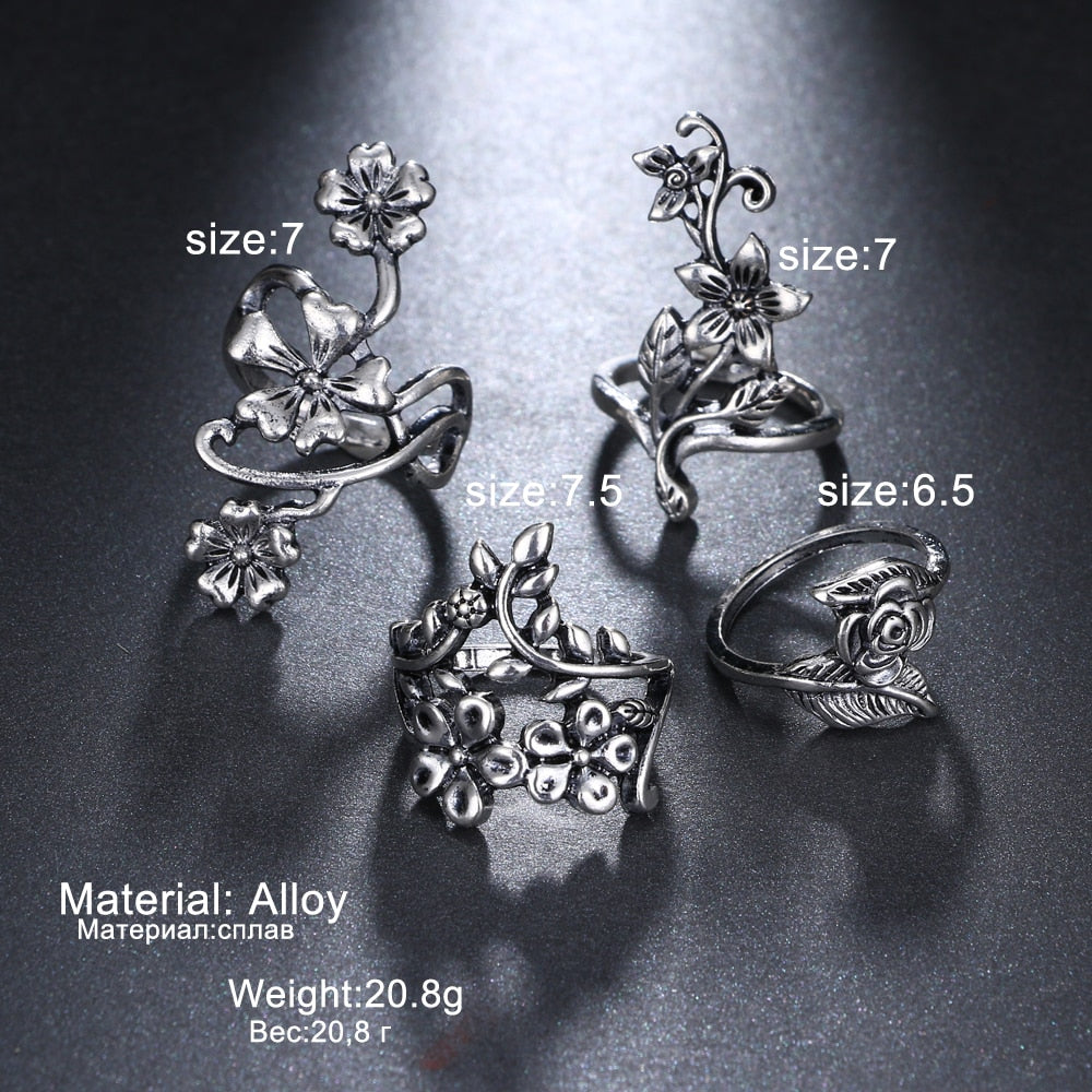 Woodland Garden Flowers Four Rings Set