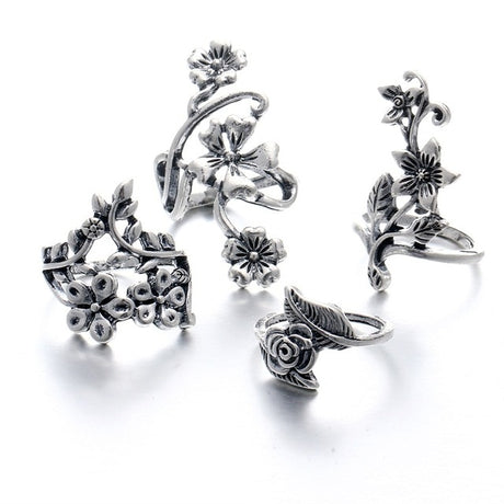 Woodland Garden Flowers Four Rings Set
