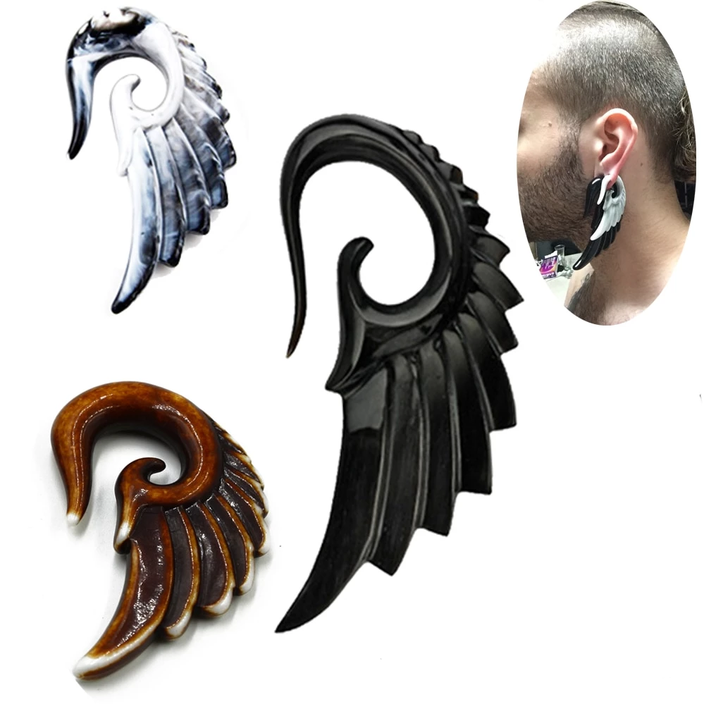 Spiral Ear Taper Plugs Stretcher Kit Piercing Expander Angel Wings.