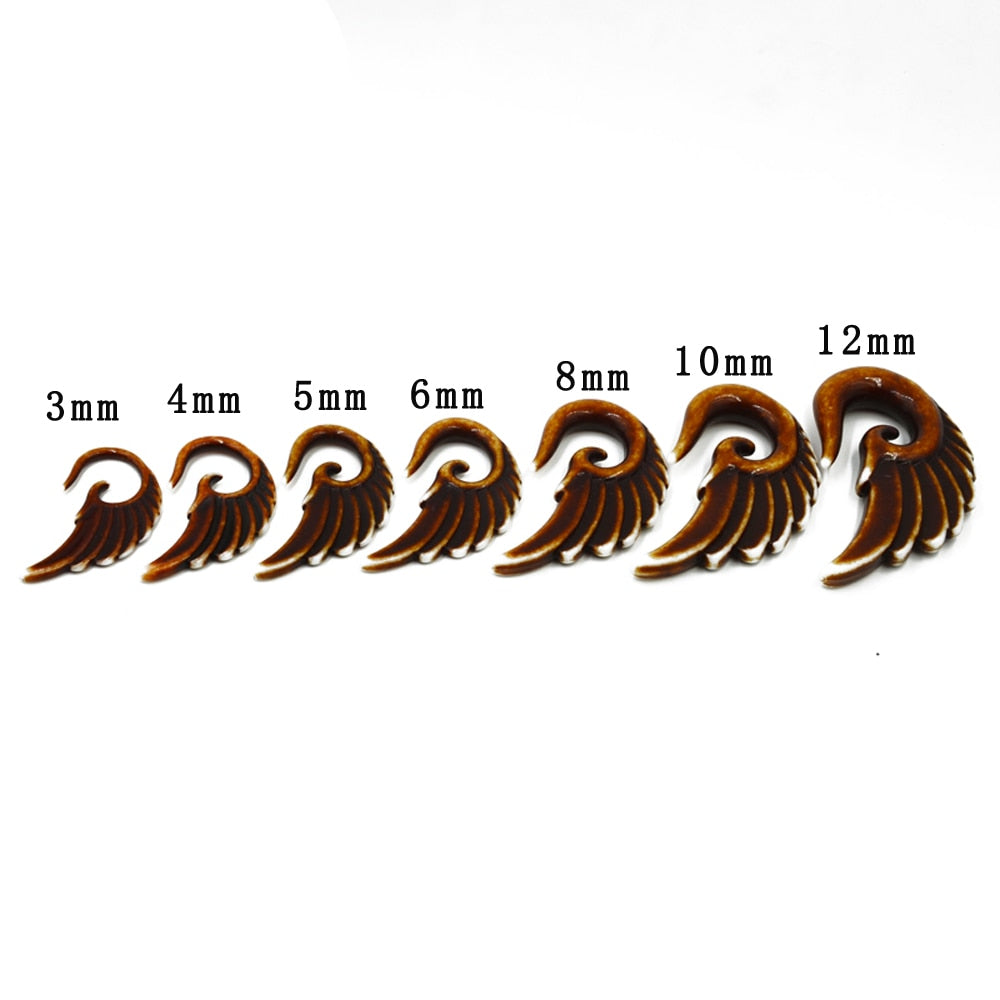 Spiral Ear Taper Plugs Stretcher Kit Piercing Expander Angel Wings.