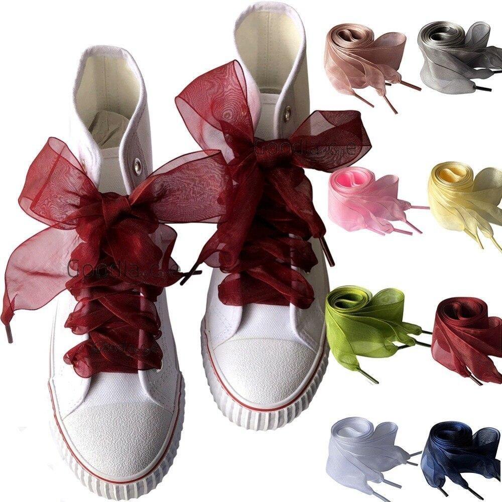 4cm Wide Chiffon Shoelaces Flat Ribbon Shoe Laces for Sneakers | 140cm/55Inch - Woodland Gatherer
