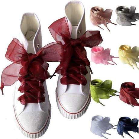 4cm Wide Chiffon Shoelaces Flat Ribbon Shoe Laces for Sneakers | 140cm/55Inch - Woodland Gatherer