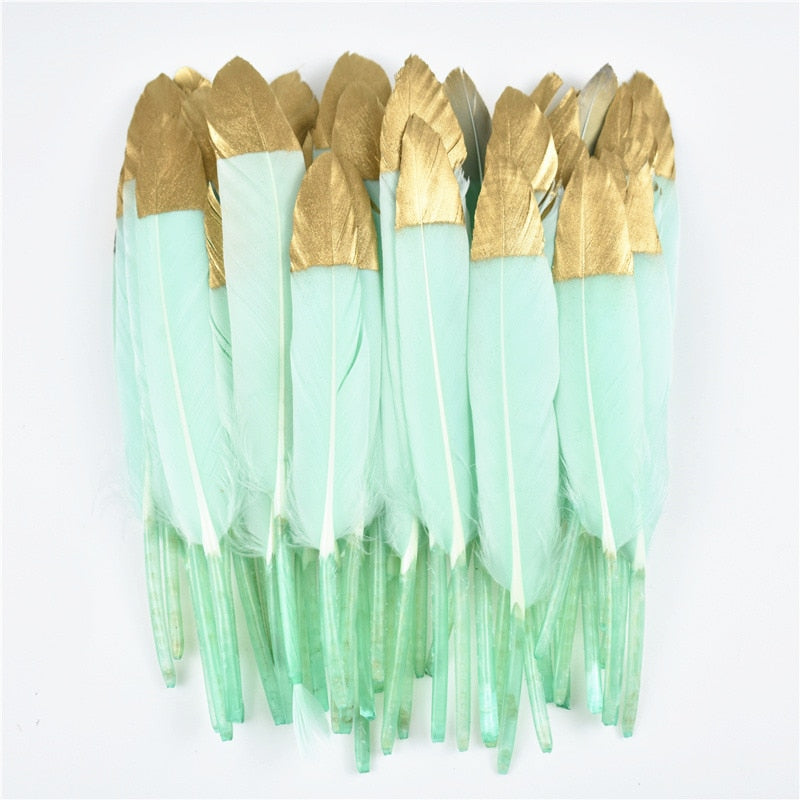 Gold Dipped Duck Feathers for DIY Crafting.