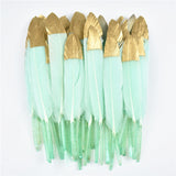 Gold Dipped Duck Feathers for DIY Crafting.