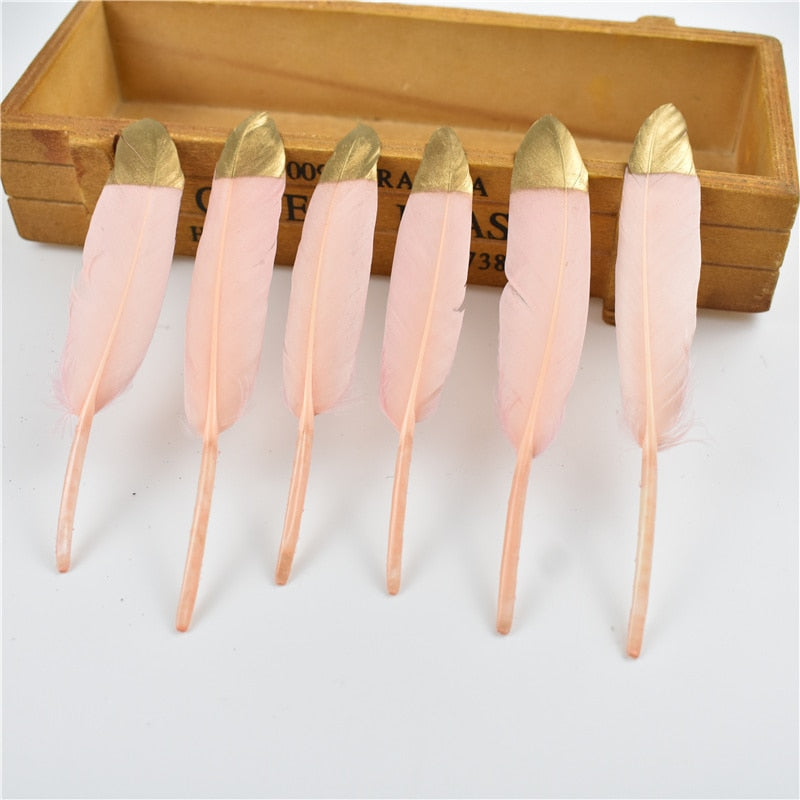 Gold Dipped Duck Feathers for DIY Crafting