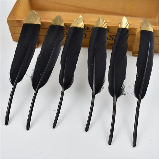 Gold Dipped Duck Feathers for DIY Crafting.