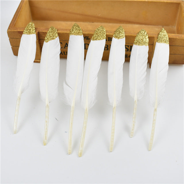 Gold Dipped Duck Feathers for DIY Crafting.