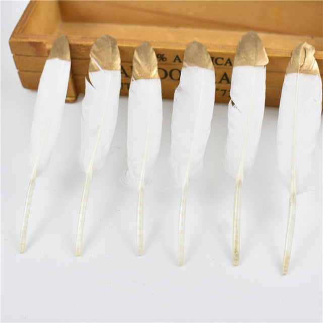 Gold Dipped Duck Feathers for DIY Crafting.