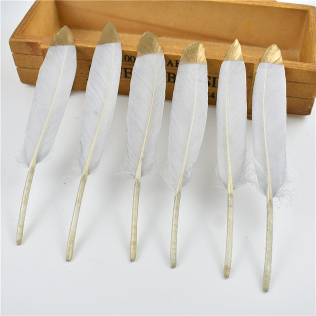 Gold Dipped Duck Feathers for DIY Crafting