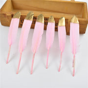 Gold Dipped Duck Feathers for DIY Crafting.